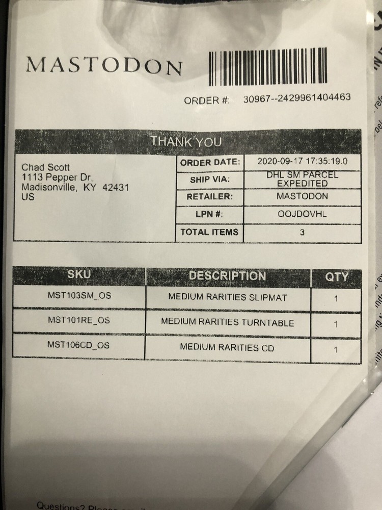 Mastodon Crosley Record Player Not CD/LP