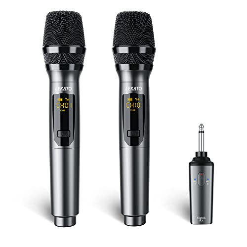 Rechargeable Wireless Microphone, Wireless MIic Dual Handheld Cordless