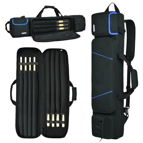 Pool Cue Stick Case Bag 4x4, Soft Padded Billiard Cue Case with Backpack Black