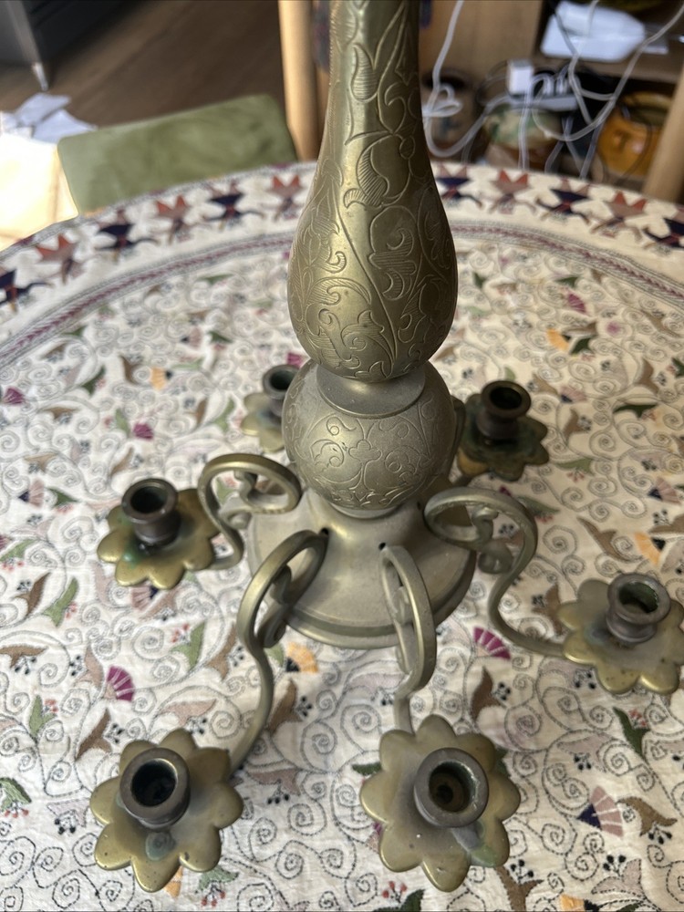 Solid Brass Hanging Chandelier 19c?