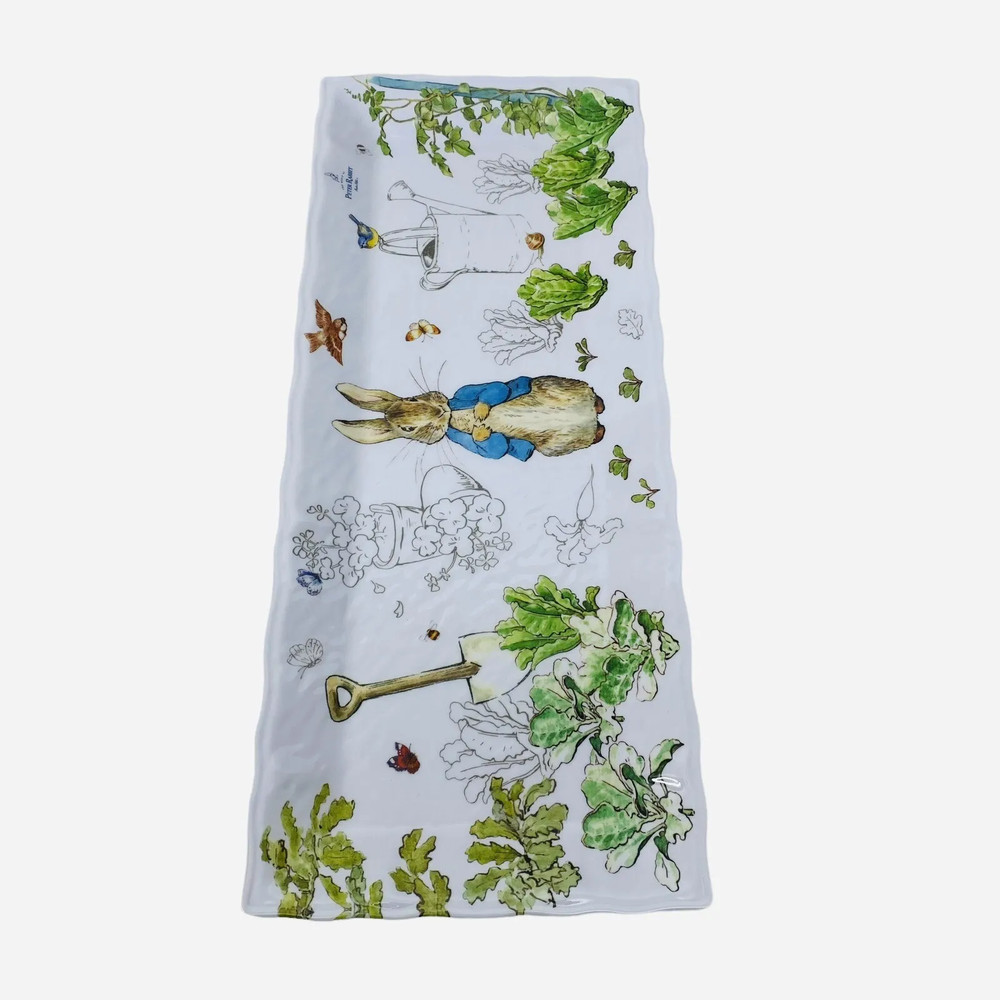 Beatrix Potter PETER RABBIT Spring Floral EASTER Serving Tray Platter 20” NEW