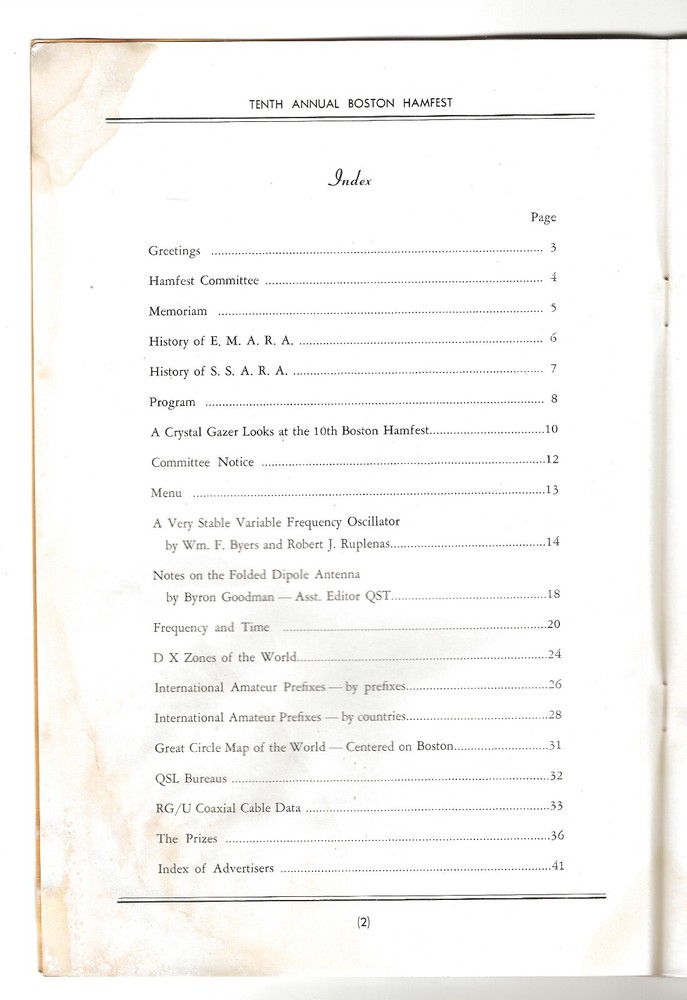 1947 Boston Hamfest Program - Ham Radio, Shortwave, Event Program-Dipole Antenna