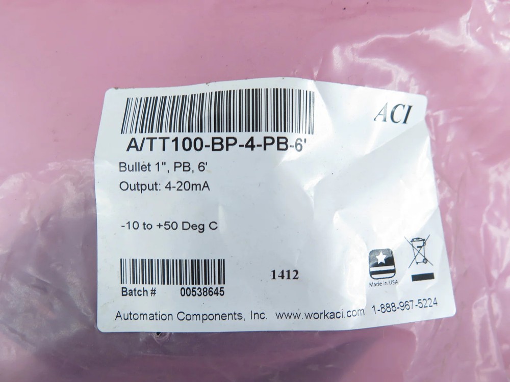 Automation Components Inc A/TT100-BP-4-PB-6' Temperature Sensor