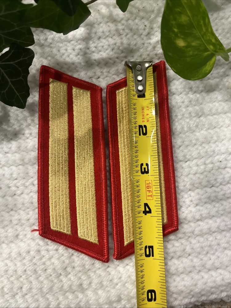 USMC 2 Bars Gold Red Hash Marks Service Stripes Sleeve Patch