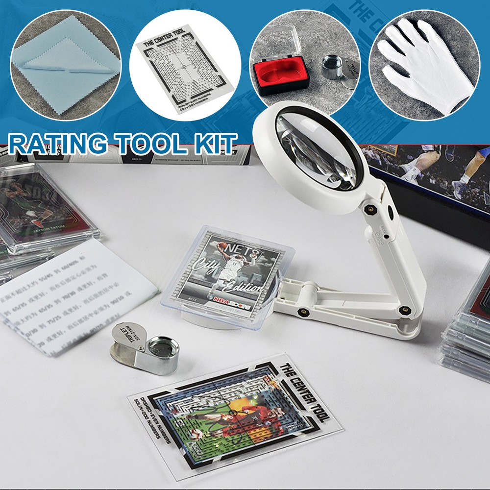 Sports Card Grading Kit Centering Tool With LED Magnifying Table Lamp Handsfree