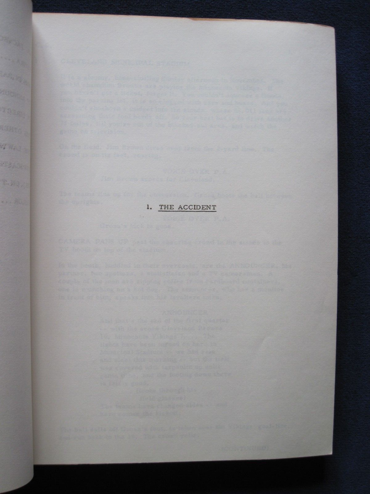 ORIGINAL SCRIPT - THE FORTUNE COOKIE - BILLY WILDER, JACK LEMMON, WALTER MATTHAU