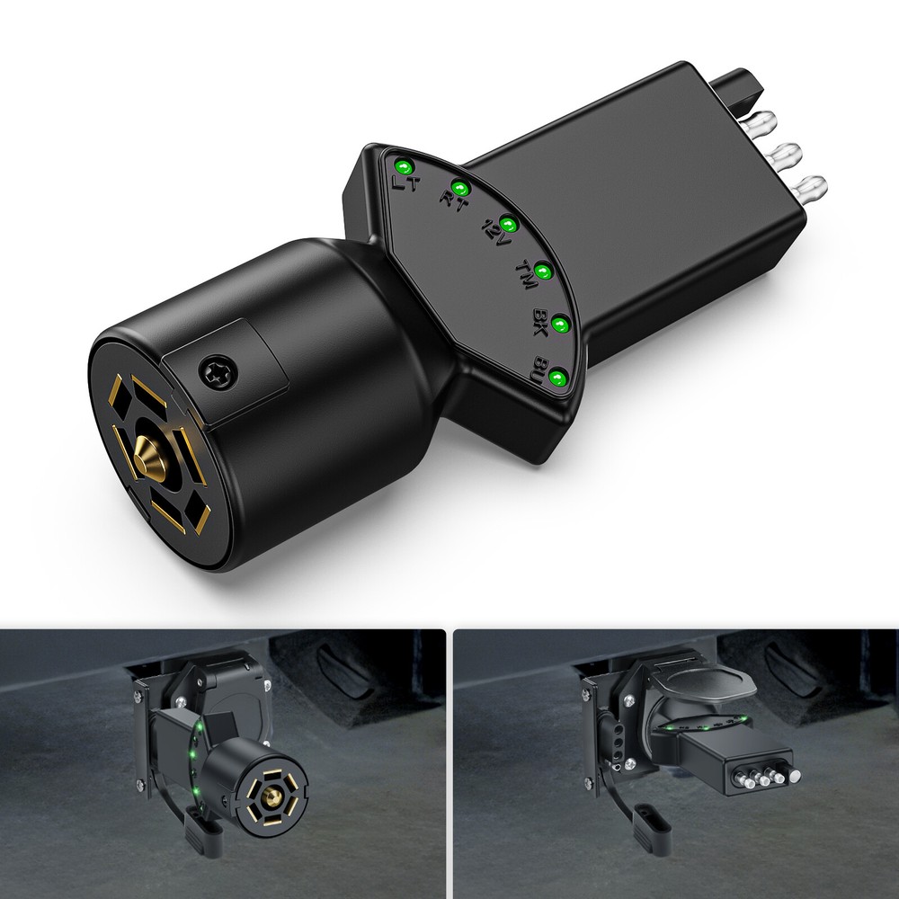 4Pin 7Way Blade Trailer Light Circuit Tester Mult-Function 6 LED Light Indicator