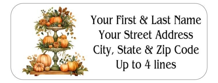 150 Fall Autumn Topiary Pumpkins  Mailing Return Address Labels Personalized