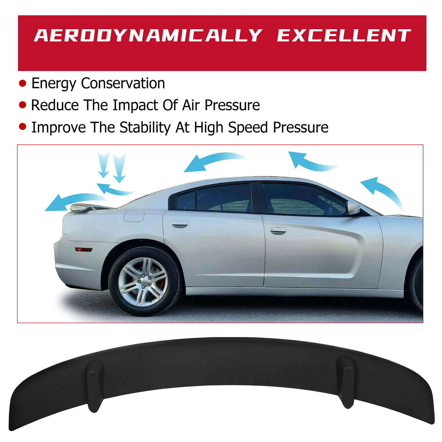 For 2011-2023 Dodge Charger Rear Trunk ABS Factory Spoiler Wing Matte Black