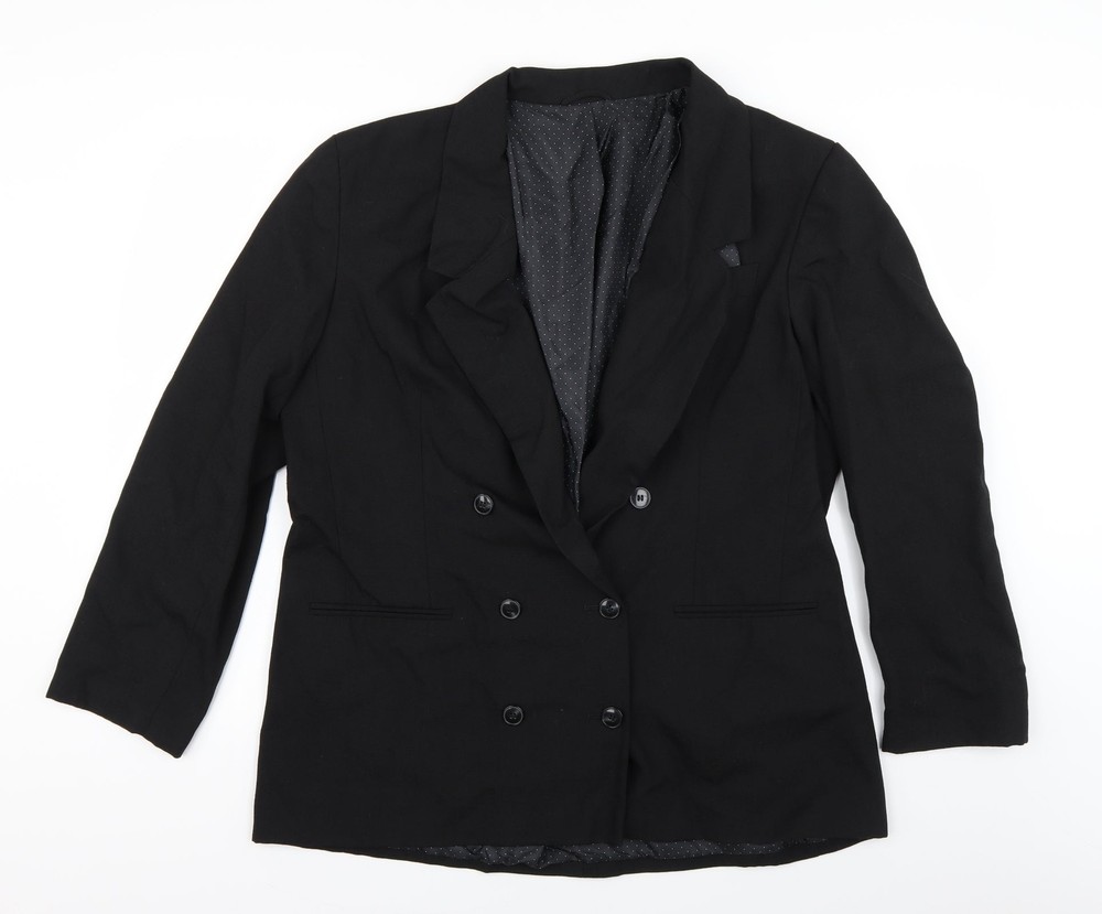 Vintage St Michael Mens Black Polyester Blend Suit Jacket Size 42