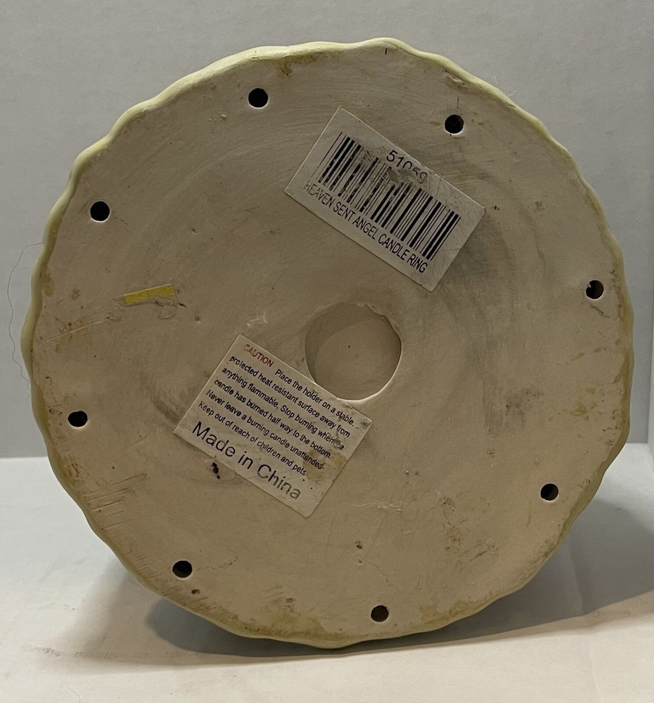 Ceramic Angels And Christmas Tree Pillar Candle Ring Holder