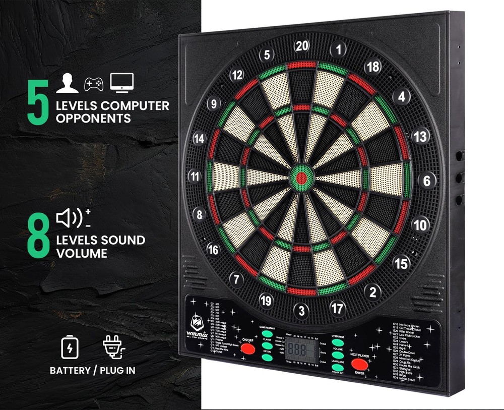 WIN.MAX Electronic Dart Board, LED Display Automatic Scoring Dartboard Sets f...