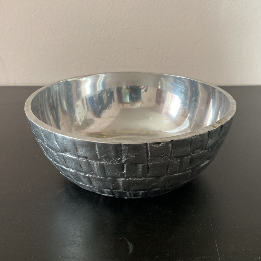 Towle Silversmiths Candy Nut Dish Bowl Hammered Silver-Plate Basket Weave