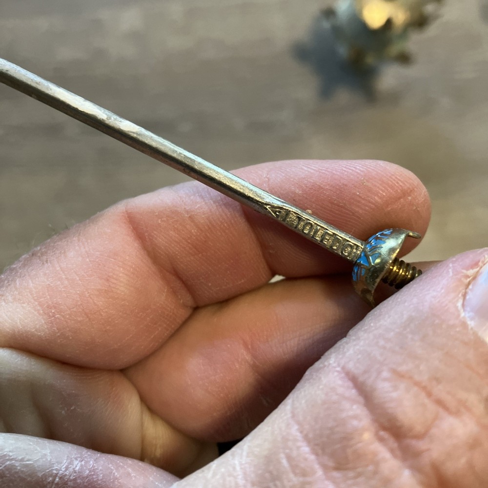 Vintage Brass Sword Cocktail Picks Holder Set