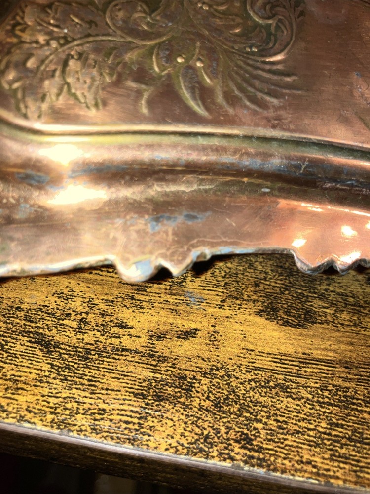 SNUFFER TRAY COPPER PLATE ON SILVER? 9”x4”