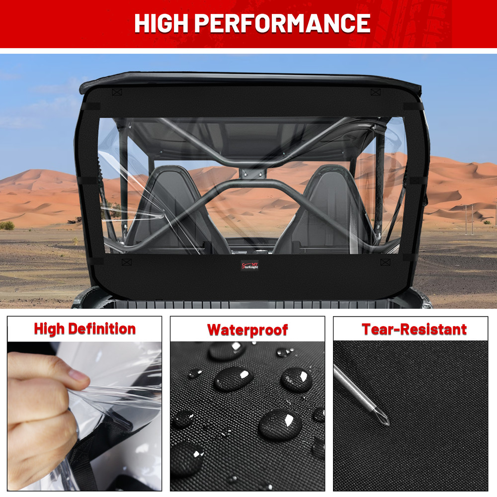 UTV Rear Windshield Soft Back Window Panel for Kawasaki Teryx 4 800 2013-2025