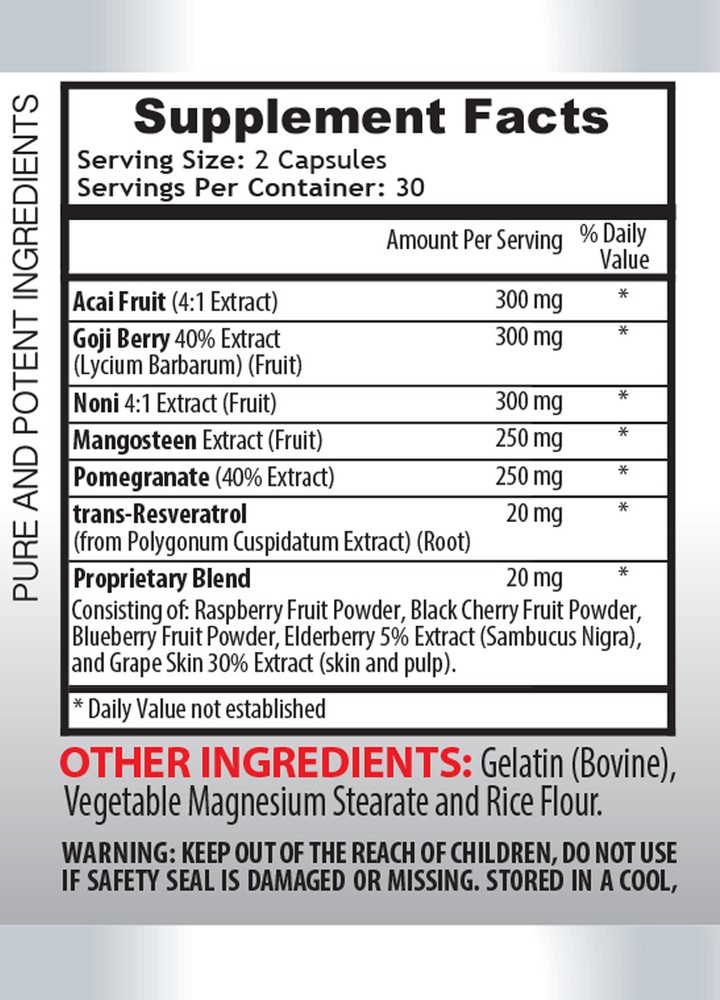 noni fruit - Mega Antioxidant Complex 1440mg - grape skin extract capsules 1B