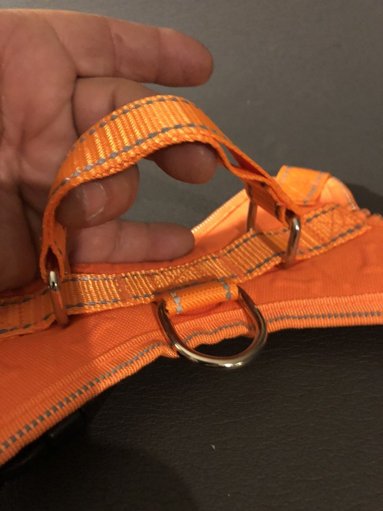 Ya-Us Orange Small Dog Harness Reflective Locking Clip Adjustable Padded