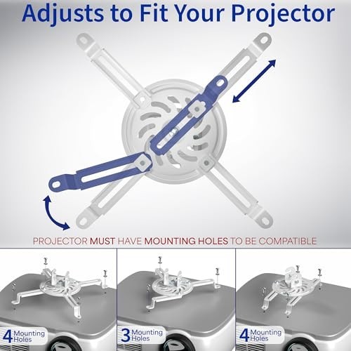 Universal Adjustable 2x2 Drop Ceiling Projector Mount Kit for Office, Home, Scho
