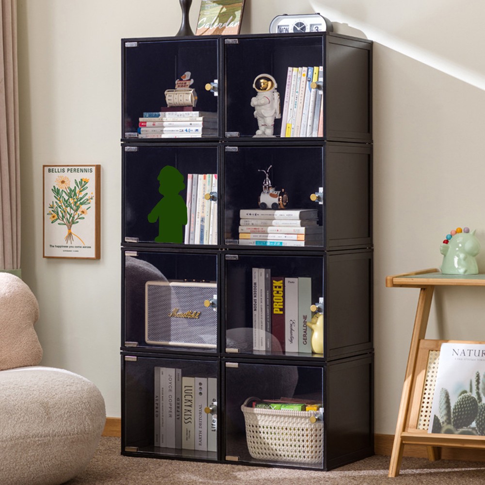 Wooden Display Case Storage Cabinet Organizer Home Office Bookcase Stackable
