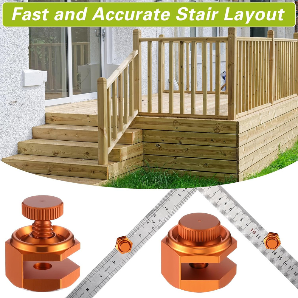 4 Pack Stair Gauge Set for Framing Layout Tool for Carpentry (Orange)