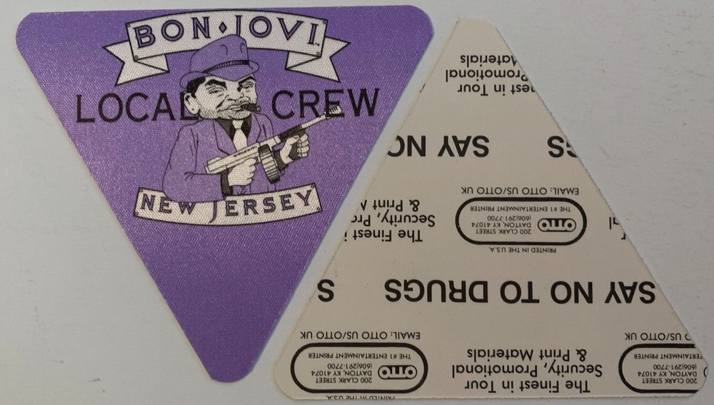 Bon Jovi 1988-89 Saints Sinners Concert Tour Purple Crew Backstage Pass