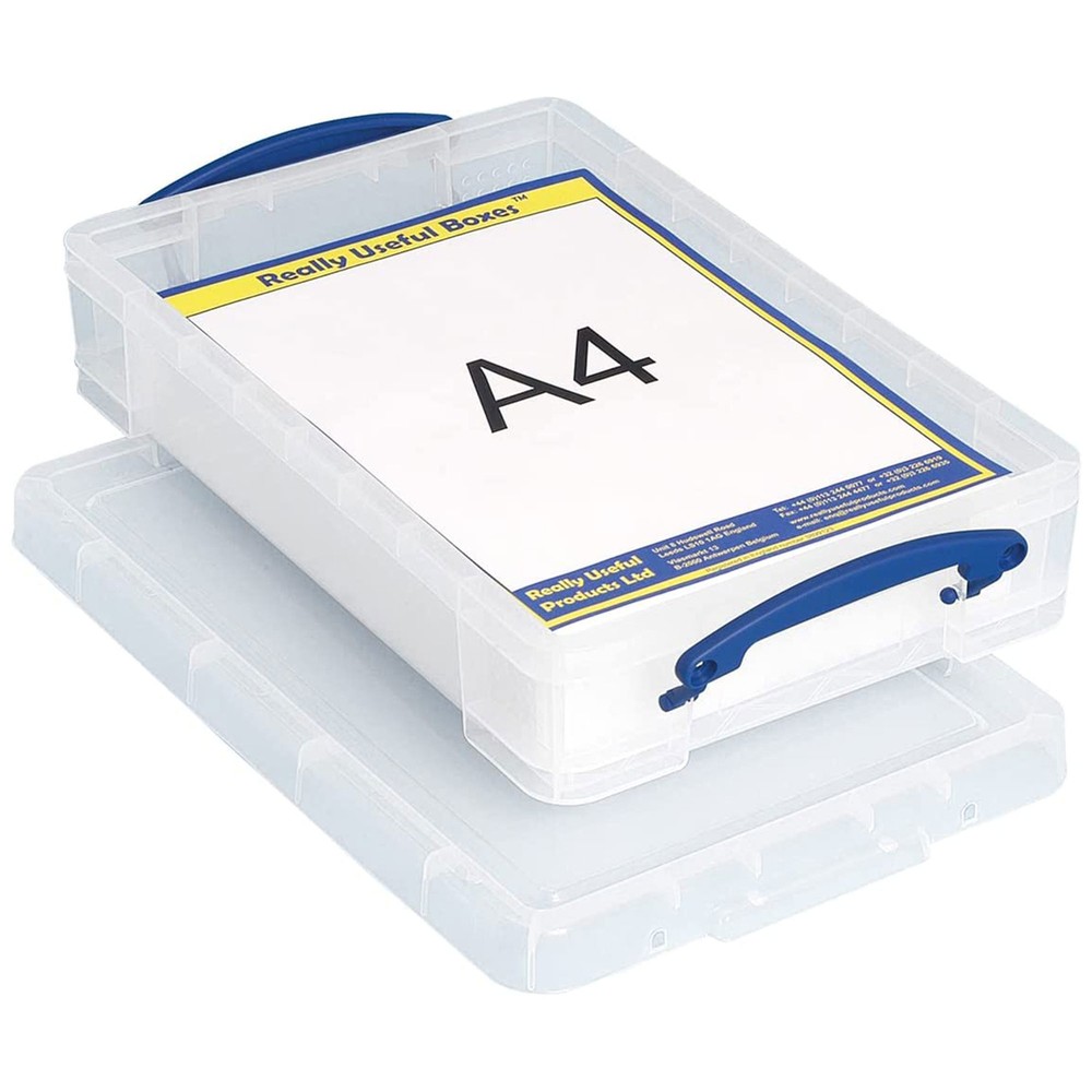 Really Useful Box 4L Storage Container with Lid and Clip Lock Handles, (10 Pack)