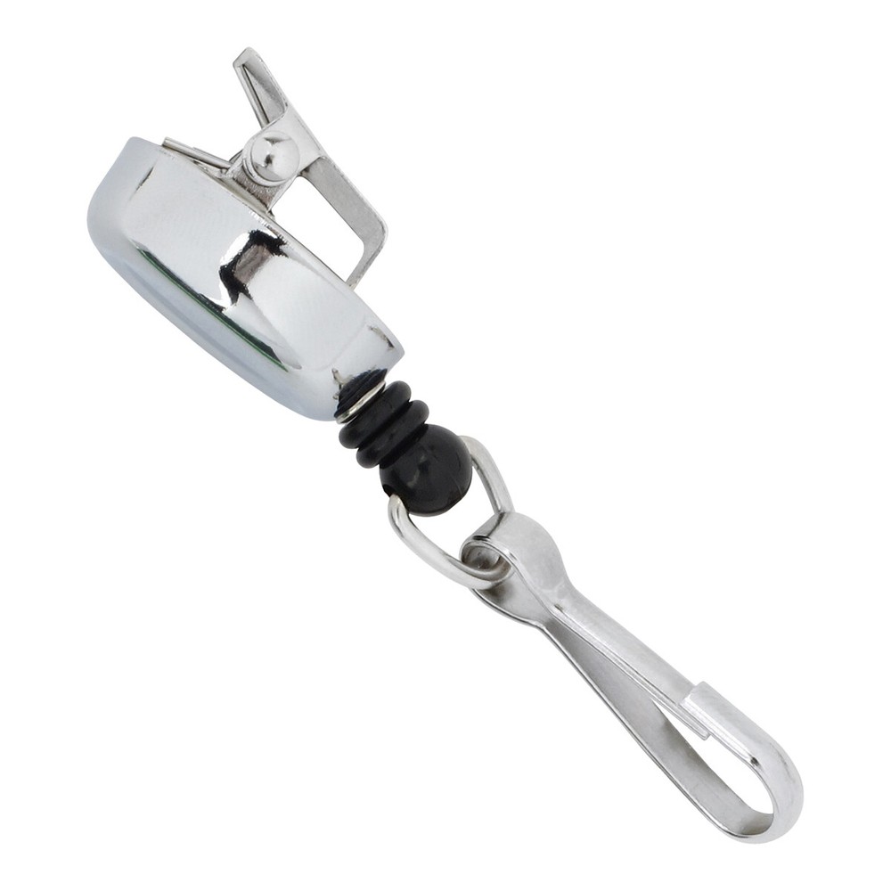 5 Pack - Mini Retractable Badge Reel - Key Chain Pull Clip ID Holder - 1" Silver