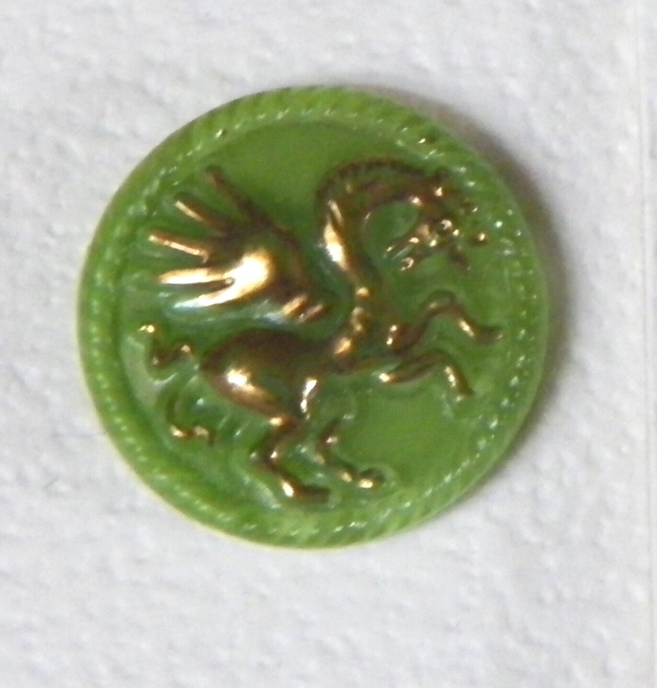 Bb Winged HORSE Moonglow GLASS BUTTON medium