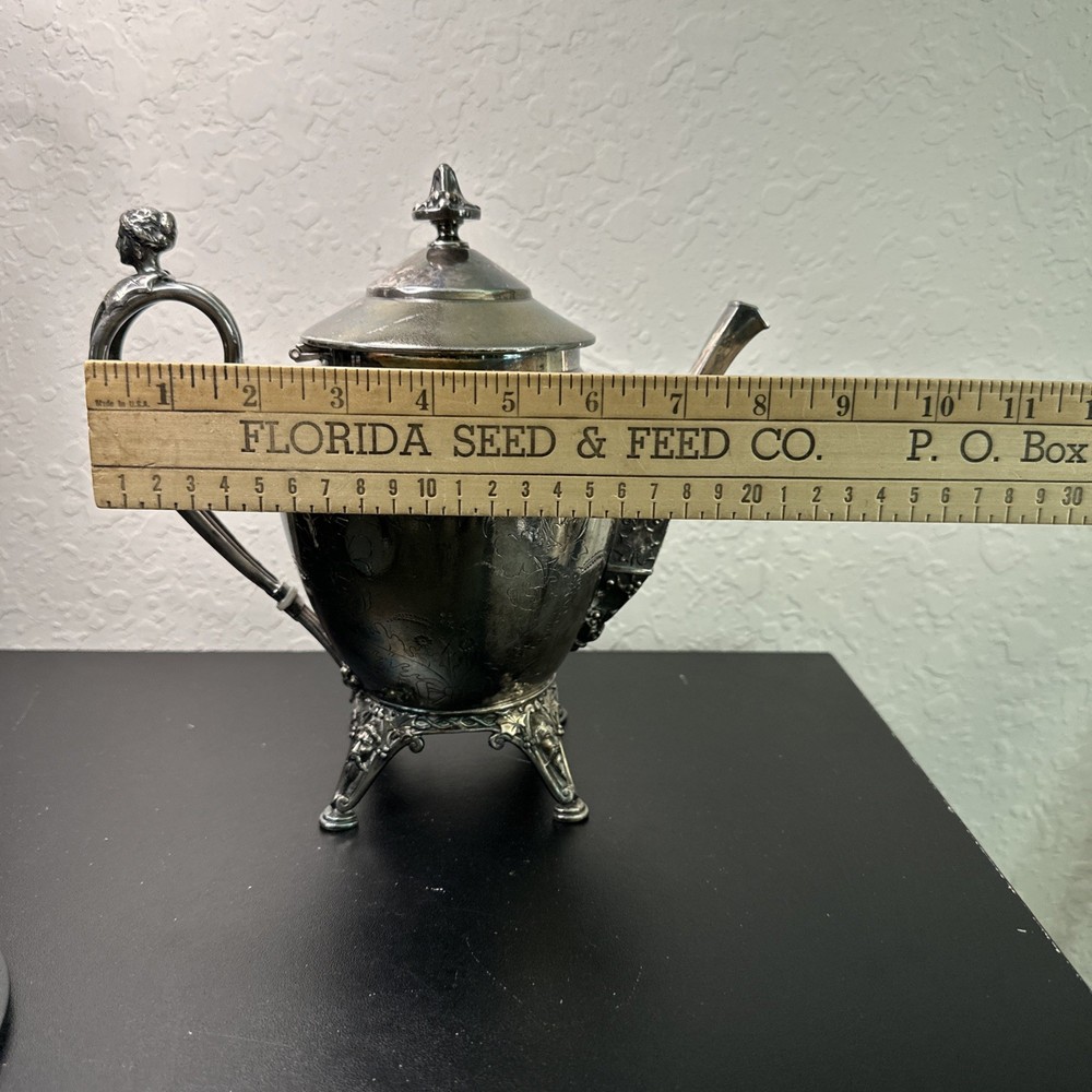 ROGERS SMITH CONNECTICUT 1887 SILVER-PLATE TEAPOT Server Antique Victorian