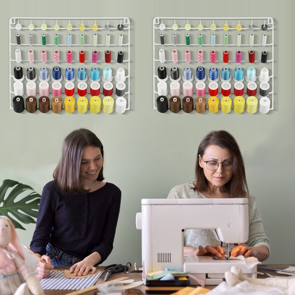 Thread Holder Wall 54-spool Sewing Thread Rack Wall Mount Embroidery Thread H...