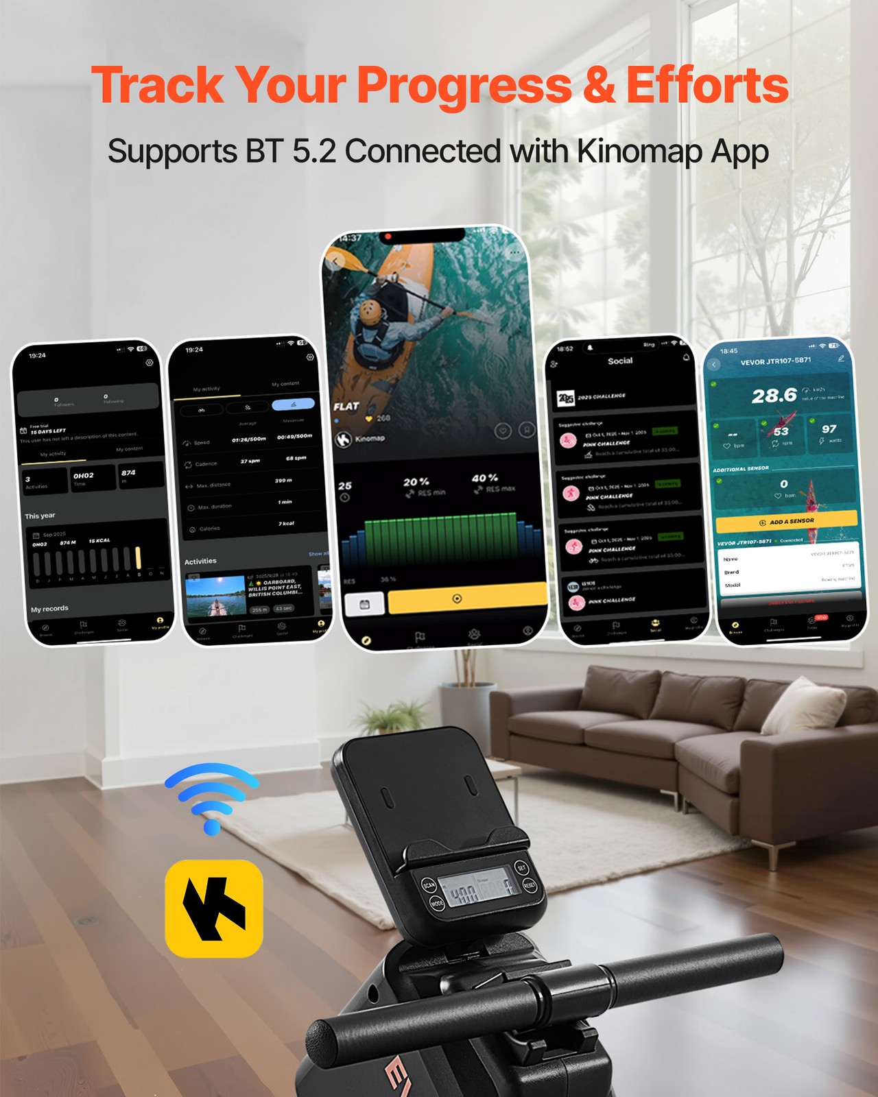 VEVOR Quiet Magnetic Rowing Machine Pulley Design 16 Level 350LB Weight Capacity