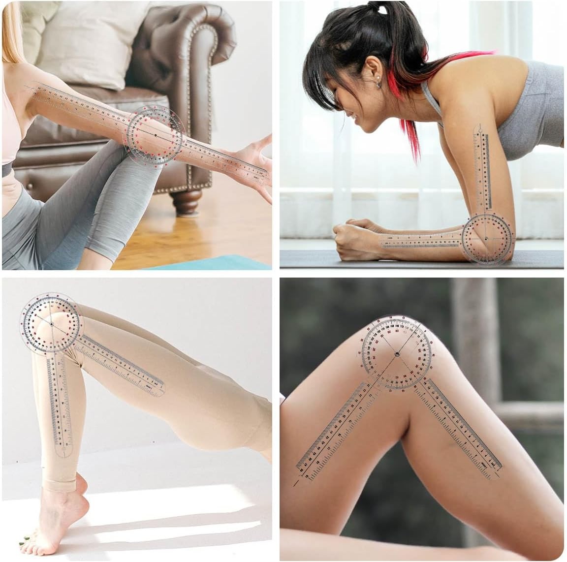 12 inch Transparent Orthopedic Angle Ruler Plastic Goniometer, 360 Degree Clear