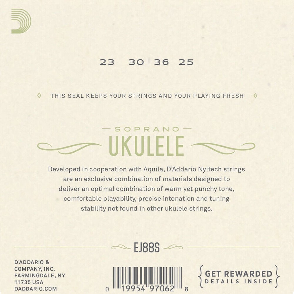 D'Addario Ukulele Strings 3 Sets Nyltech Soprano EJ88S Uke