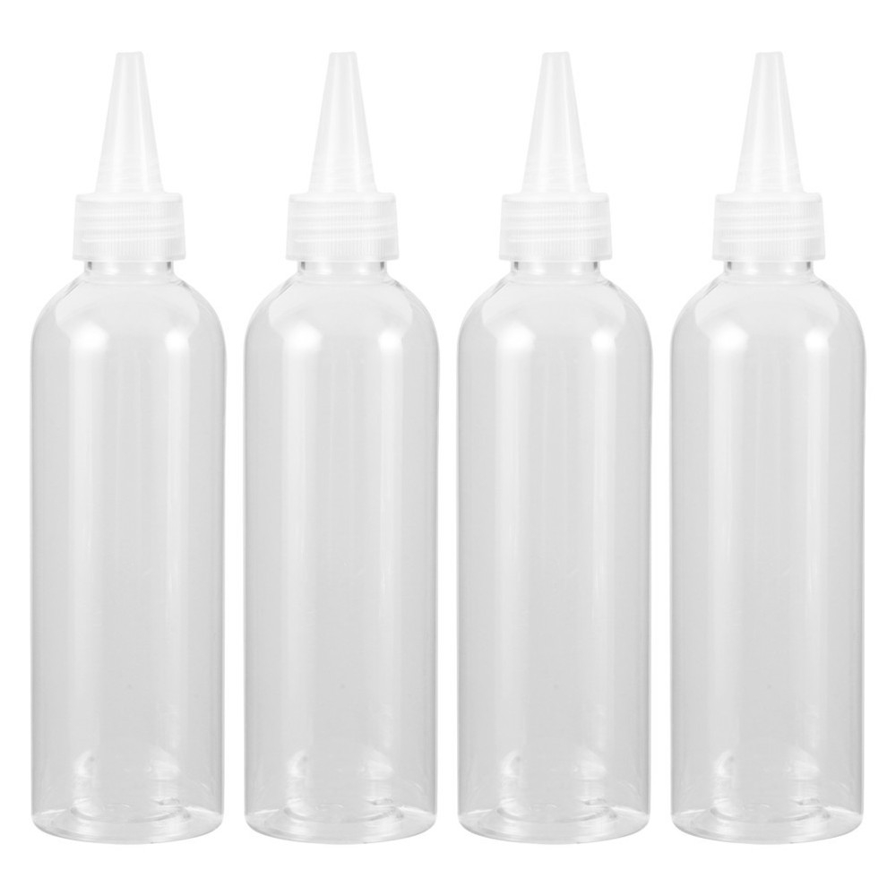 4 Pcs 200 Ml Clear Plastic Squeeze Bottles with Fine Tips for Glue Dispensing