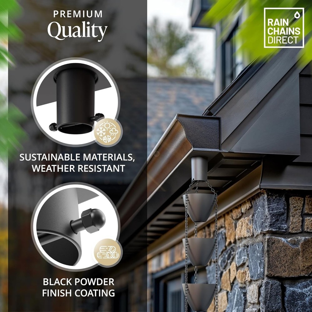 Architectural-Style Black Rain Chain Gutter Installer for Effortless Elegance