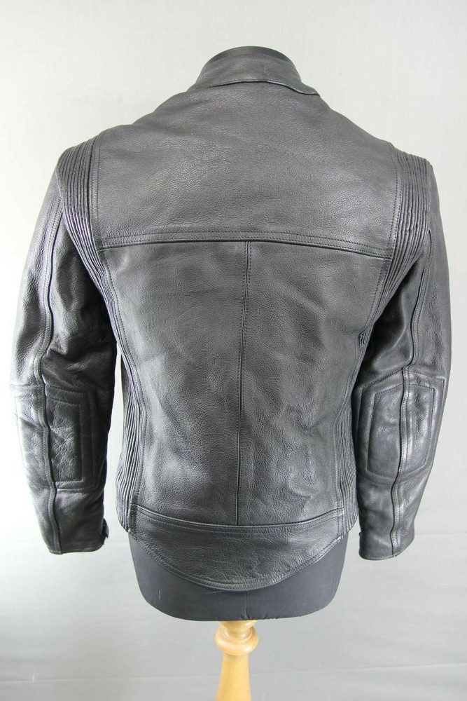 CLASSIC BUFFALO BLACK LEATHER BIKER JACKET 36 INCH