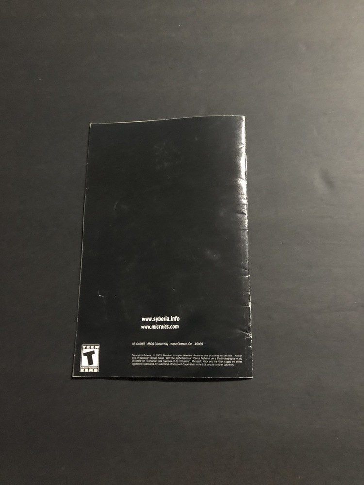 Syberia xbox Manual Only