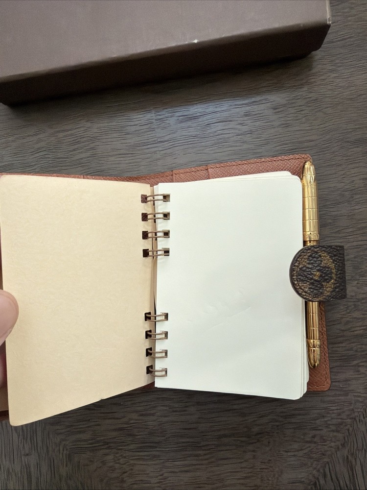 Authentic Louis Vuitton Monogram Agenda Notebook Monogram & LV Pen MINT