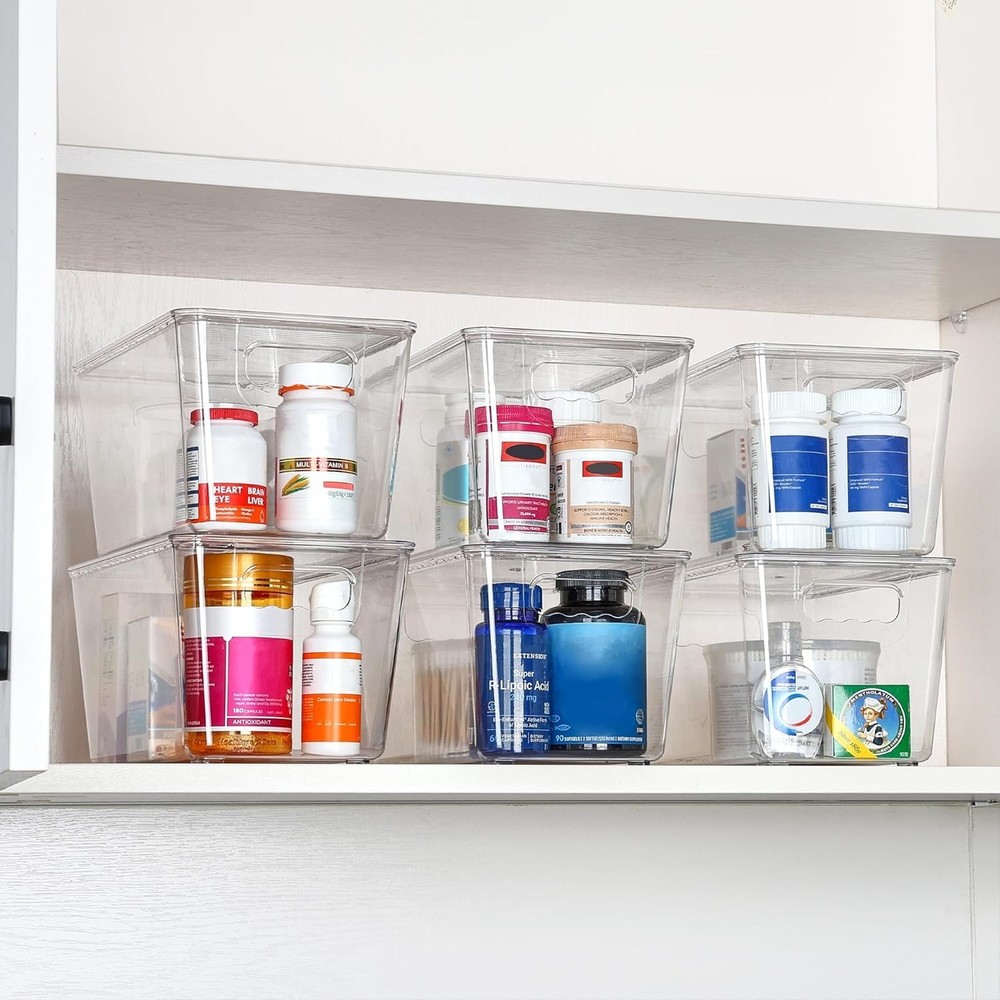 6 Pack Clear Stackable Storage Bins with Lids - Perfect for Home Organization