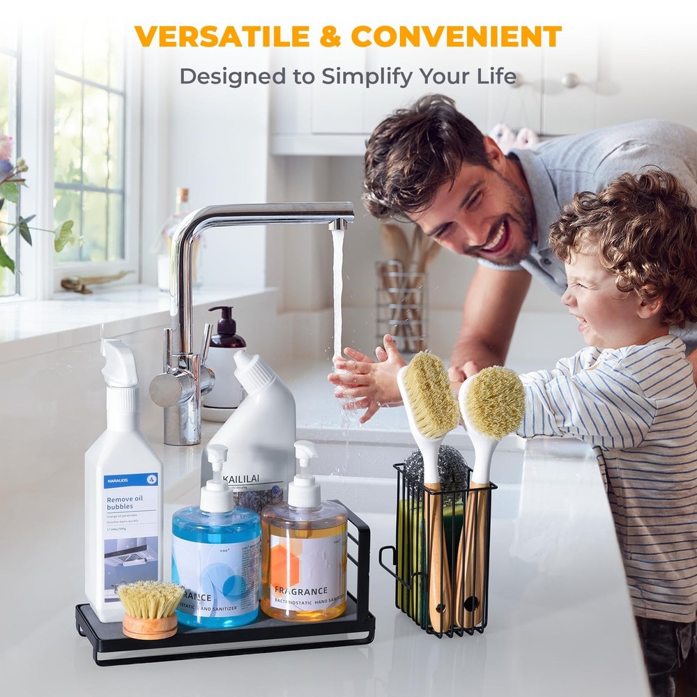 Kitchen Sink Caddy Sponge Holder for Kitchen Sink Counter with Instant Drying...