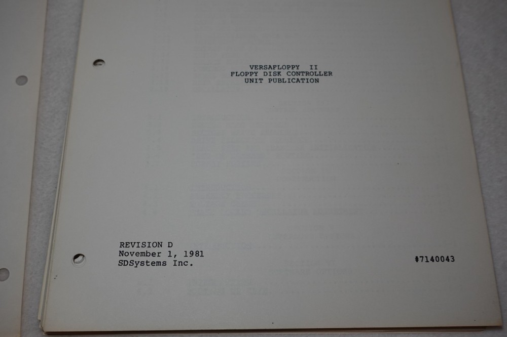Versafloppy II Floppy Disk Controller SD Systems Syntech Vintage Publications