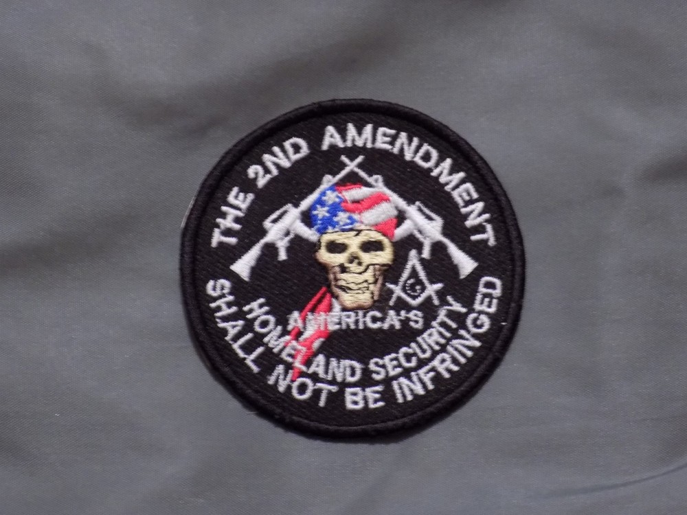 Masonic 2nd Amendment Square Compass Iron Sew Freemason Fraternity NEW!