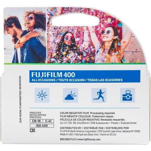 New FUJIFILM 400 ISO 35mm Film 3-Pack - 36 Exposures Color Print Film FRESH