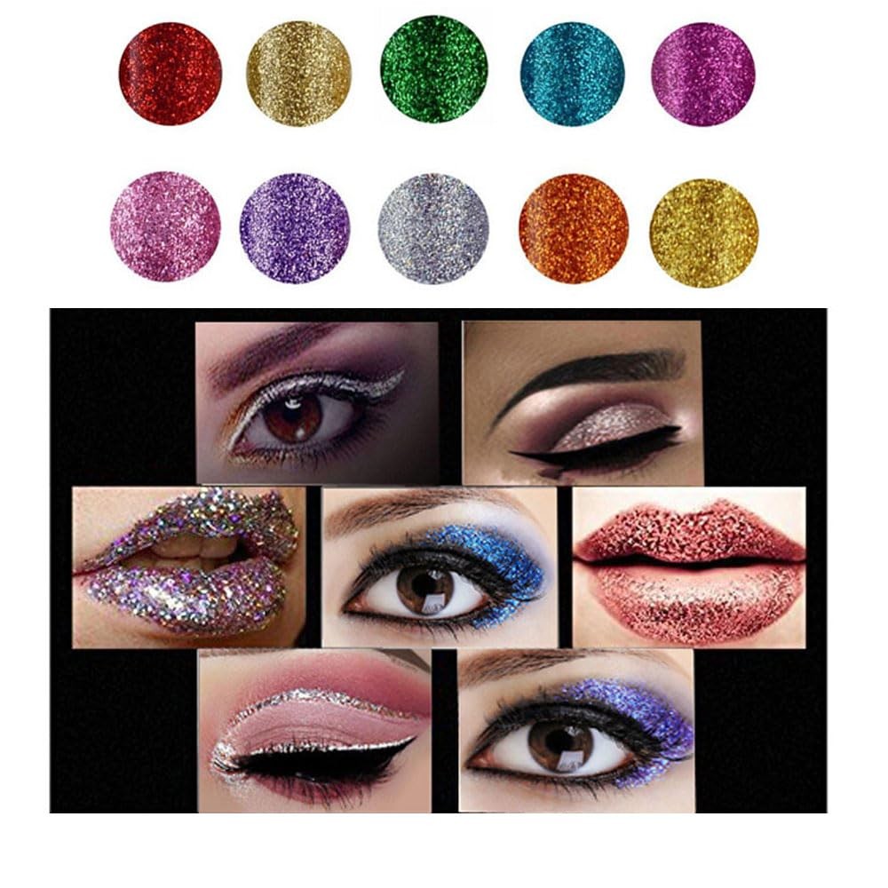 10 Colors Liquid Glitter Eyeliner Metallic Shimmer Multicolor
