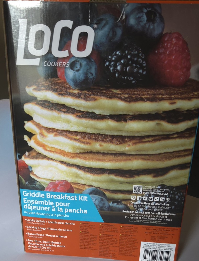 Loco Griddle Breakfast Cooking Accessory Kit (5-Pcs) Multi-Colored -NEW