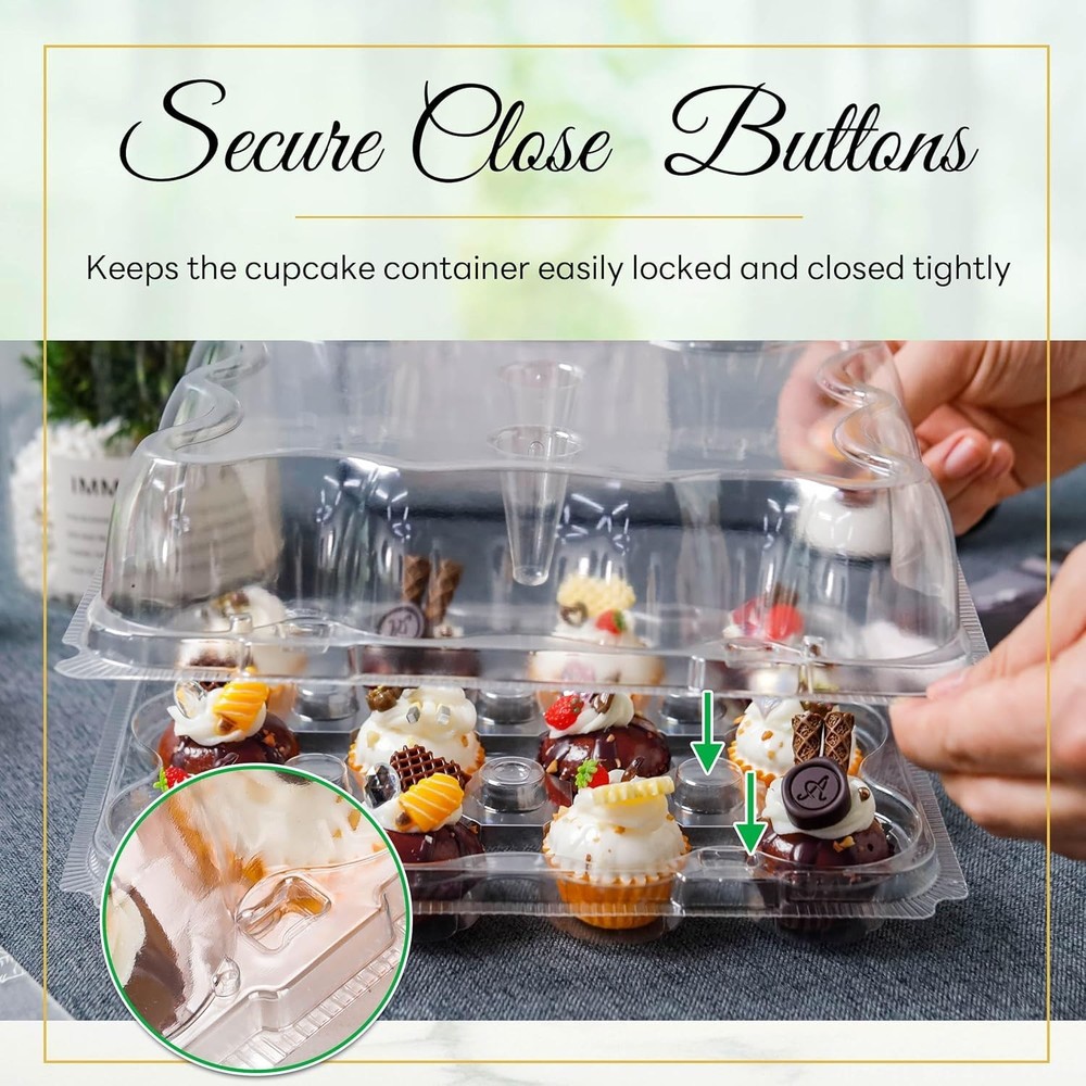 12 Count Mini Cupcake Containers 20 Pack Cupcake Holder with Detachable Tall ...