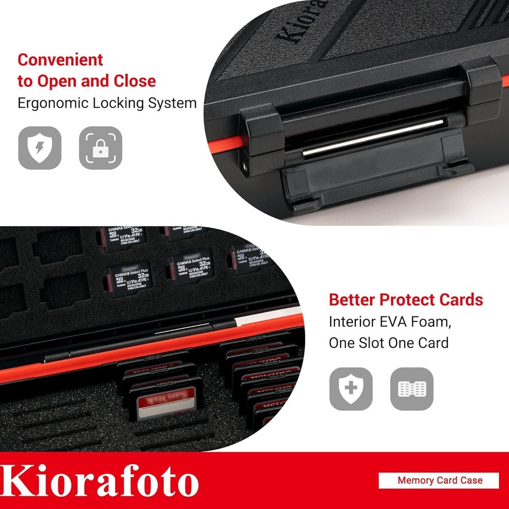 Durable Vertical Memory Card Organizer - Holds 36 Cards, Includes Stickers