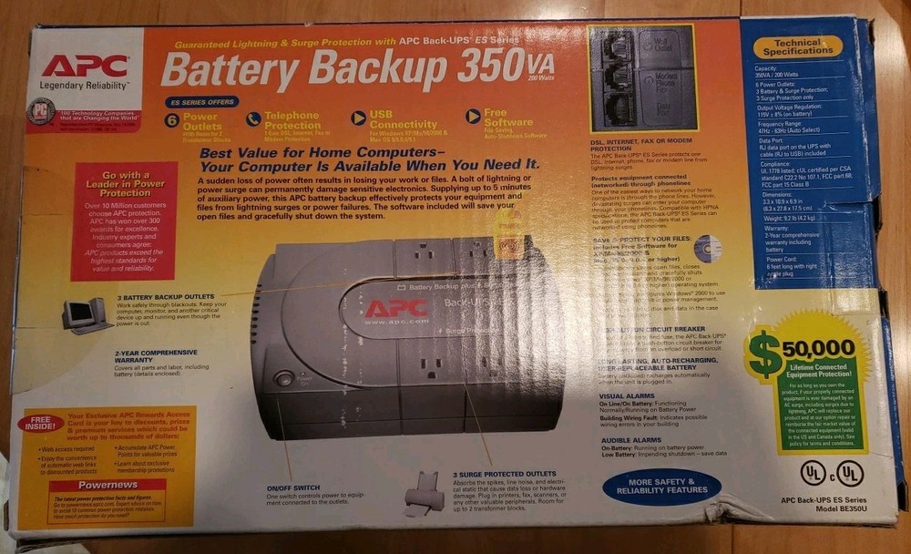 New APC Battery Backup 350va (200 Watts)