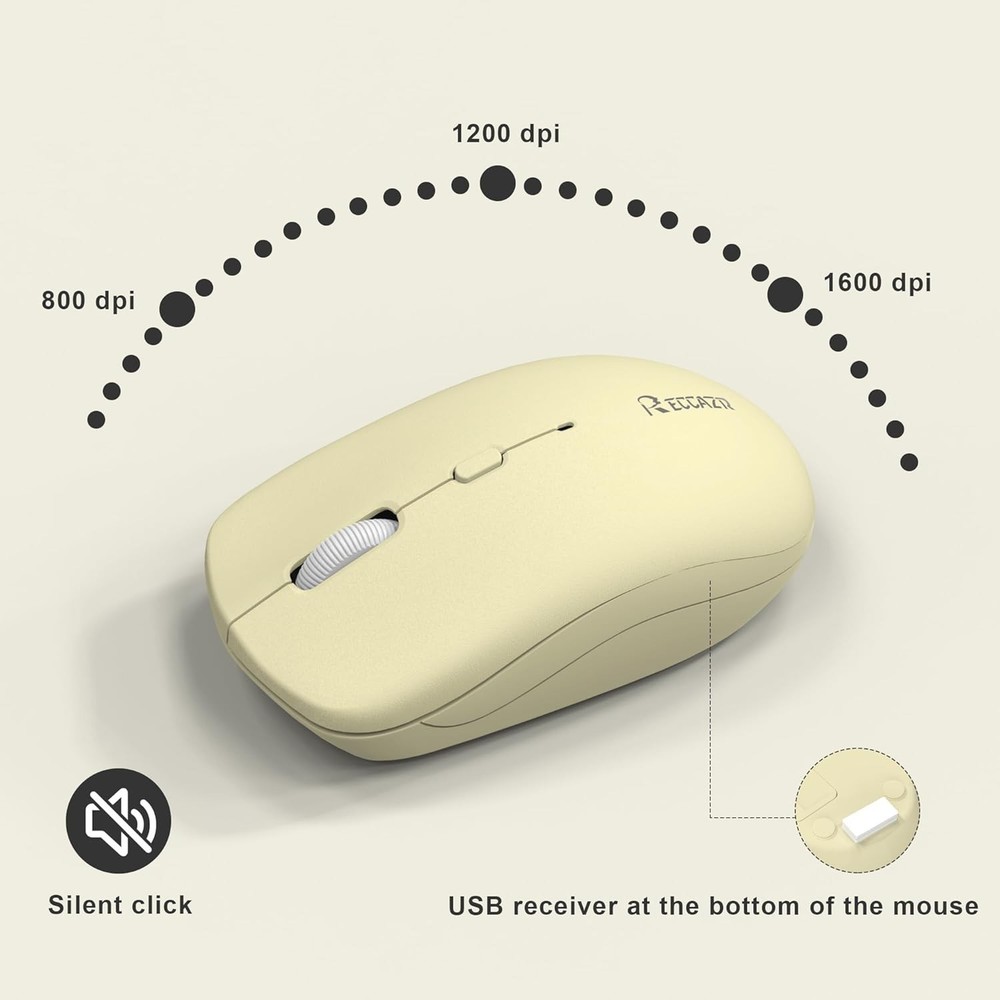 Full-Sized Wireless Keyboard and Mouse Combo 2.4GHz USB Receiver Adjustable DPI
